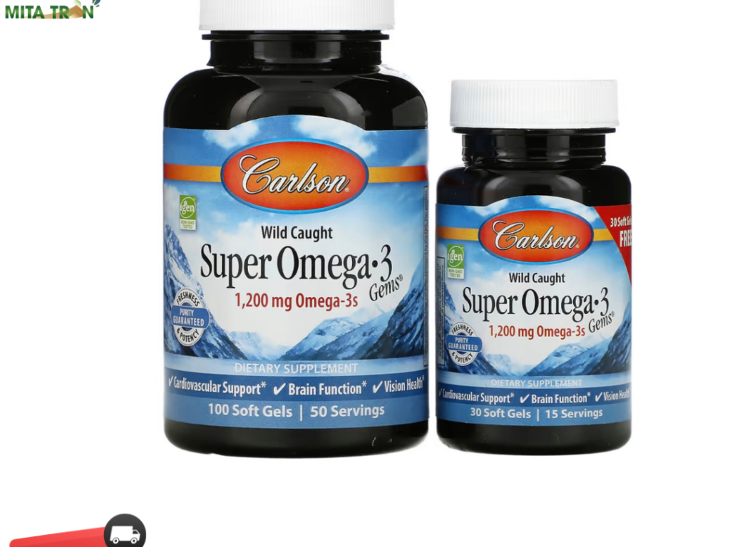 Super Omega-3, 600 mg, Cá tự nhiên, 100 viên tặng thêm hộp 30viên